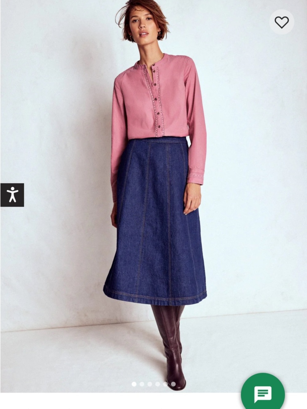 Boden Dark Blue Denim A-Line Skirt